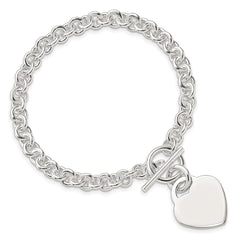Sterling Silver Polished Engraveable Heart Bracelet - 3