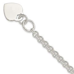 Sterling Silver Polished Engraveable Heart Bracelet - 3