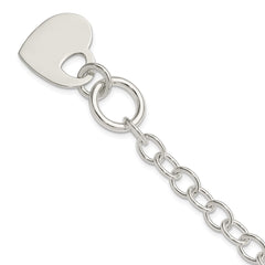 Sterling Silver Polished Engraveable Heart Bracelet - 4