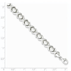 Sterling Silver Polished and Satin X and O Bracelet - 4