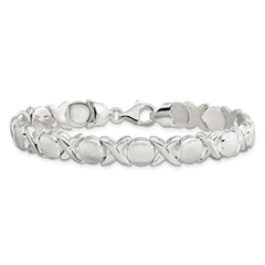 Sterling Silver Polished and Satin X and O Bracelet - 6