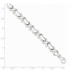 Sterling Silver Polished and Satin X and Hearts Bracelet - 2