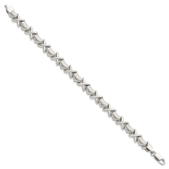 Sterling Silver Polished and Satin X and Hearts Bracelet - 2