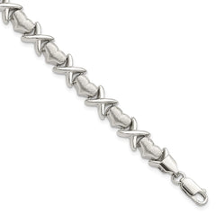 Sterling Silver Polished and Satin X and Hearts Bracelet - 2