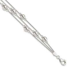 Sterling Silver Polished Bead Snake Chain Bracelet