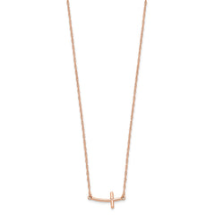 Sterling Silver RG-plated Small Sideways Curved Cross Necklace