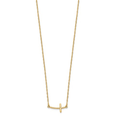 Sterling Silver YG-plated Small Sideways Curved Cross Necklace - 2