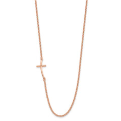 Sterling Silver RG-plated Small Off-Set Sideways Curved Cross Necklace - 2
