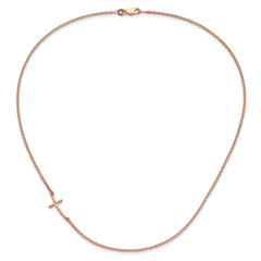 Sterling Silver RG-plated Small Off-Set Sideways Curved Cross Necklace