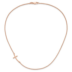 Sterling Silver RG-plated Large Off-Set Sideways Curved Cross Necklace