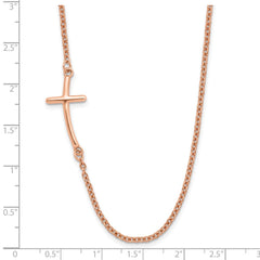 Sterling Silver RG-plated Large Off-Set Sideways Curved Cross Necklace - 2