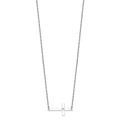 Sterling Silver Rhodium-plated Large D/C Sideways Cross Necklace - 2