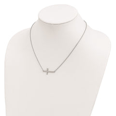 Sterling Silver Rhodium-plated Large D/C Sideways Cross Necklace - 2