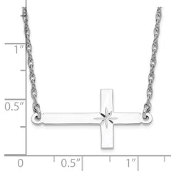 Sterling Silver Rhodium-plated Large D/C Sideways Cross Necklace - 2