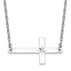 Sterling Silver Rhodium-plated Large D/C Sideways Cross Necklace - 2