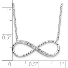 Sterling Silver Rhodium-plated with CZ Infinity w/ 2 IN EXT Necklace - 4