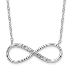 Sterling Silver Rhodium-plated with CZ Infinity w/ 2 IN EXT Necklace - 4