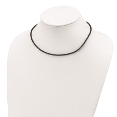 Sterling Silver 18 inch 3mm Black Twisted Rubber Necklace