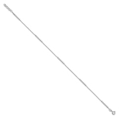Sterling Silver Rhodium-plated Beaded 10 inch Plus 0.5 inch extender - Total 10.5 inch Anklet