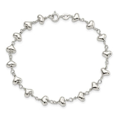 Sterling Silver Polished Heart Link Bracelet - 2