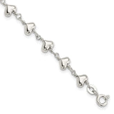 Sterling Silver Polished Heart Link Bracelet - 2