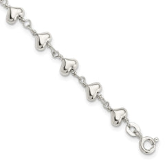 Sterling Silver Polished Heart Link Bracelet - 2