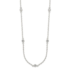 Sterling Silver Polished 5-Station CZ Necklace