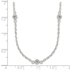 Sterling Silver Polished 5-Station CZ Necklace