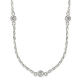 Sterling Silver Polished 5-Station CZ Necklace