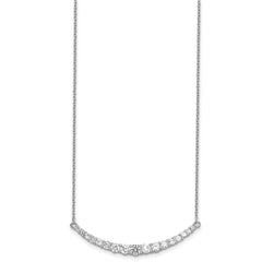 Sterling Silver Rhodium-plated CZ w/2in ext. Bar Necklace - 2