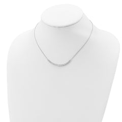 Sterling Silver Rhodium-plated CZ w/2in ext. Bar Necklace - 2