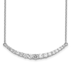 Sterling Silver Rhodium-plated CZ w/2in ext. Bar Necklace - 2