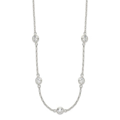 Sterling Silver Polished 5-Station CZ Necklace - 2