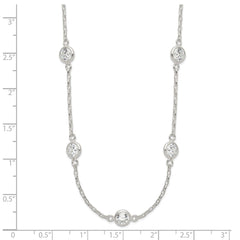 Sterling Silver Polished 5-Station CZ Necklace - 2