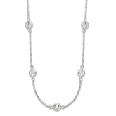 Sterling Silver Polished 5-Station CZ Necklace - 2