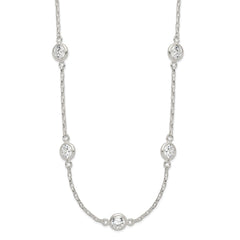Sterling Silver Polished 5-Station CZ Necklace - 2