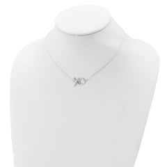 Sterling Silver Polished XO w/2in. Ext. Necklace