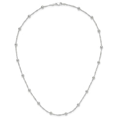 Sterling Silver Polished Beaded 18in Necklace