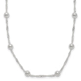 Sterling Silver Polished Beaded 18in Necklace