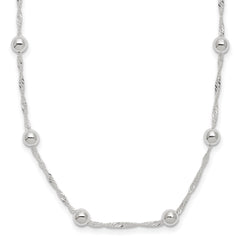 Sterling Silver Polished Beaded 18in Necklace