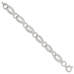Sterling Silver Polished And Textured Link Bracelet - 2