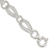 Sterling Silver Polished And Textured Link Bracelet - 2