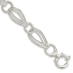 Sterling Silver Polished And Textured Link Bracelet - 2