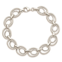 Sterling Silver Polished And Textured Link Bracelet