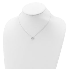 Sterling Silver Rhodium-plated 8mm Bezel CZ Necklace