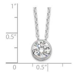 Sterling Silver Rhodium-plated 8mm Bezel CZ Necklace