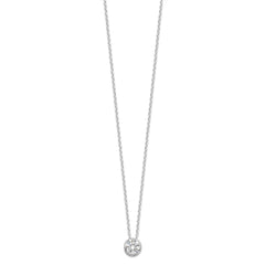 Sterling Silver Rhodium-plated 8mm Bezel CZ Necklace - 2