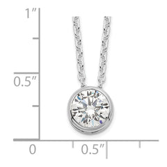Sterling Silver Rhodium-plated 8mm Bezel CZ Necklace - 2