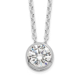Sterling Silver Rhodium-plated 8mm Bezel CZ Necklace - 2