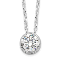 Sterling Silver Rhodium-plated 8mm Bezel CZ Necklace - 2